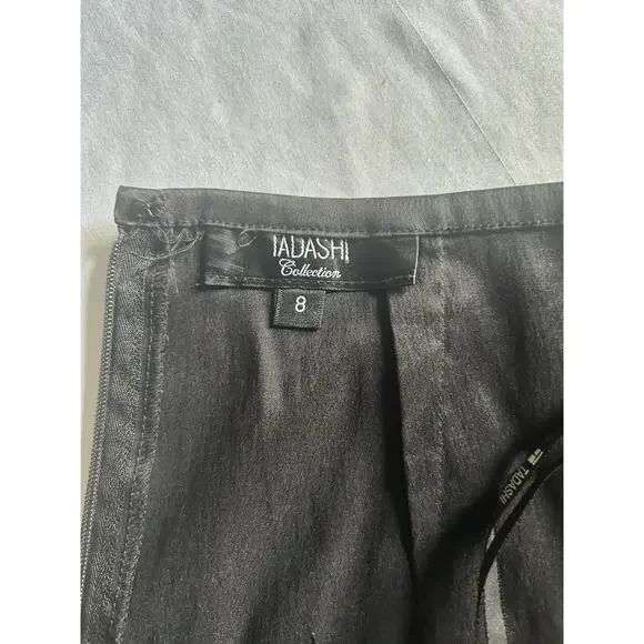 Tadashi Shoji Collection Flutter Taffeta Maxi Skirt Womens Size 8 Black Formal - Picture 3 of 8